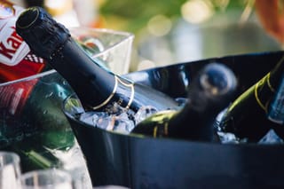 Bottles chilling in ice bucket