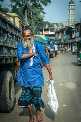 Man blue clothing street travel portrait