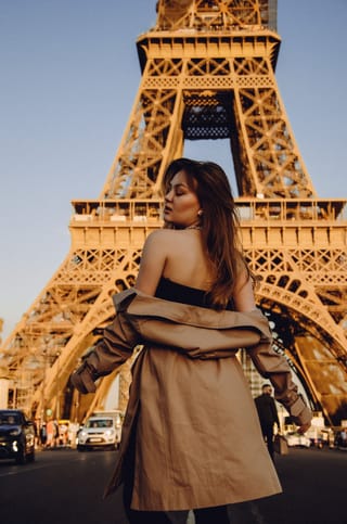 Woman Eiffel Tower Paris fashion portrait