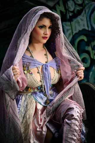 Woman hooded fantasy costume portrait