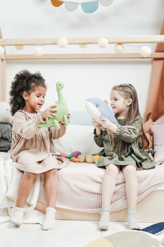 Girls playing together at home.