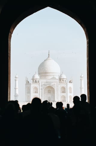 Taj mahal framed arch silhouette india travel.