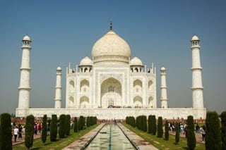 Taj mahal india travel landmark reflection.