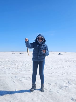Winter traveler snowy landscape adventure.